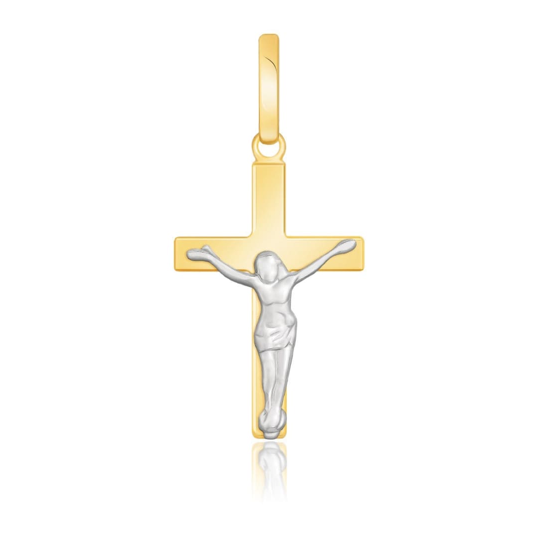14k Two Tone Gold Crucifix Motif Pendant | Richard Cannon Jewelry