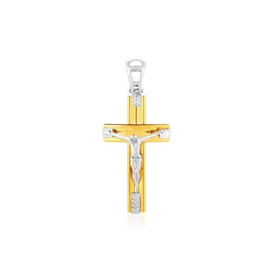 14k Two Tone Gold Crucifix Pendant | Richard Cannon Jewelry