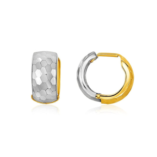 14k Two-Tone Gold Diamond Cut and Interlaced Style Hoop Earrings | Richard Cannon Jewelry