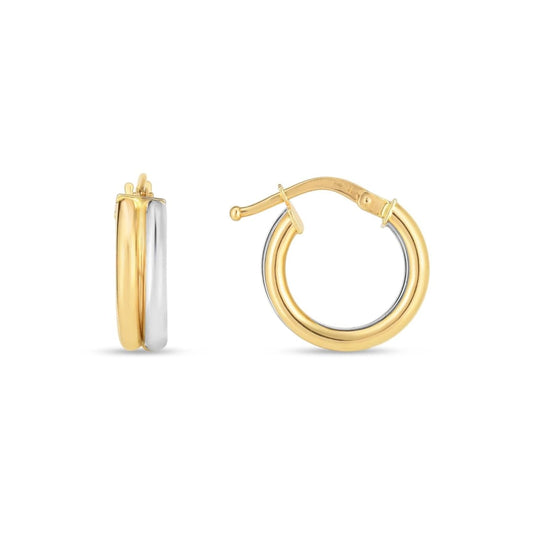 14k Two Tone Gold Double Round Hoops | Richard Cannon Jewelry