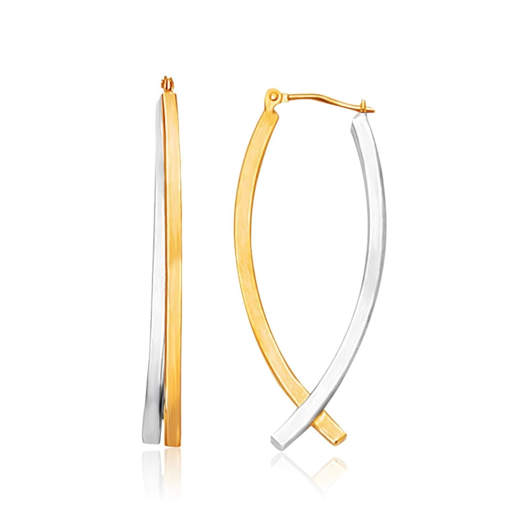 14k Two-Tone Gold Double Row Fancy Drop Earrings | Richard Cannon Jewelry