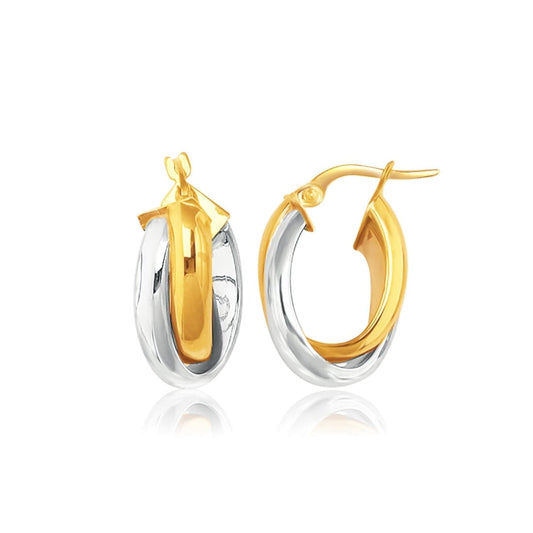 14k Two-Tone Gold Double Row Intertwined Oval Hoop Earrings | Richard Cannon Jewelry