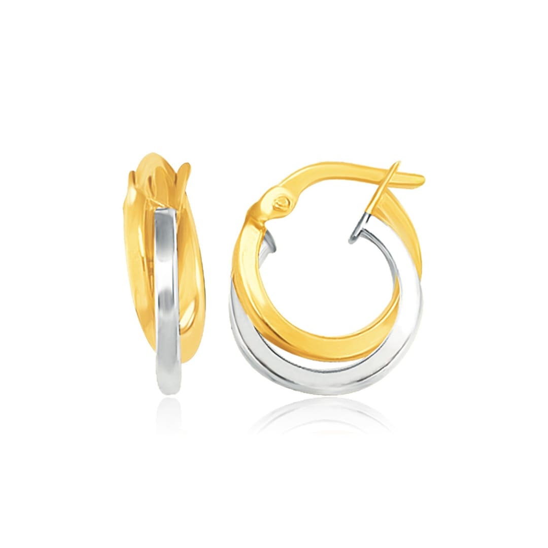 14k Two Tone Gold Earrings in Double Round Hoop Style | Richard Cannon Jewelry