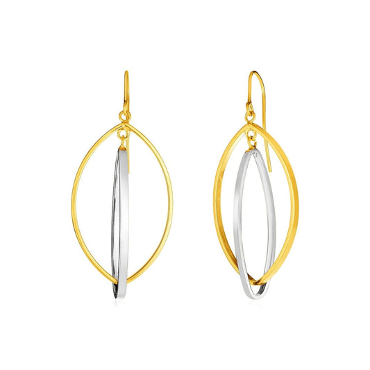 14k Two Tone Gold Earrings with Interlocking Marquise Dangles | Richard Cannon Jewelry