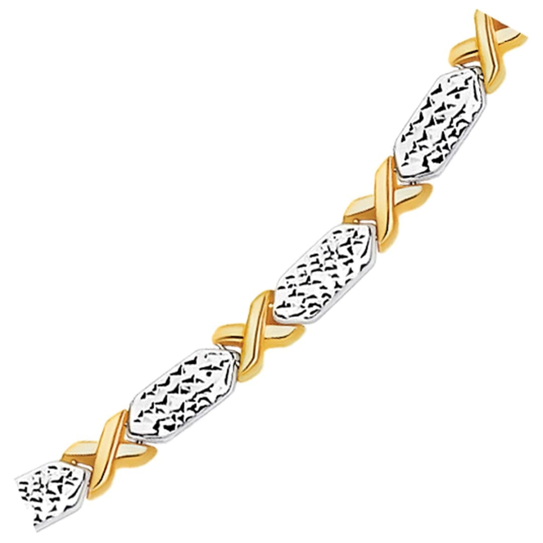 14k Two-Tone Gold Fancy X Line Bracelet | Richard Cannon Jewelry