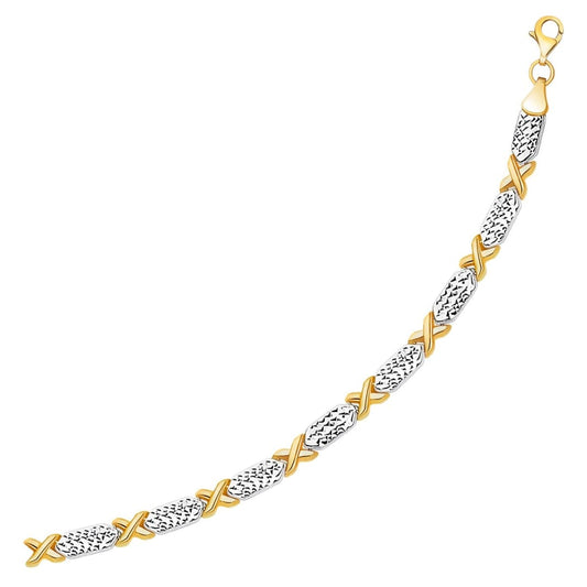 14k Two-Tone Gold Fancy X Line Bracelet | Richard Cannon Jewelry