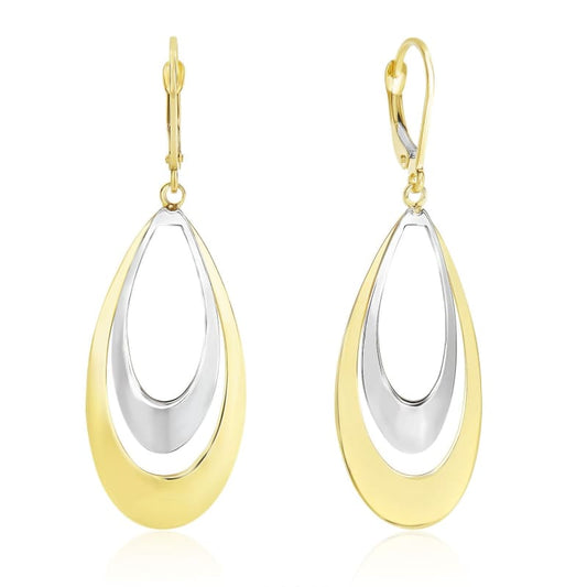 14k Two-Tone Gold Graduated Open Double Teardrop Earrings | Richard Cannon Jewelry