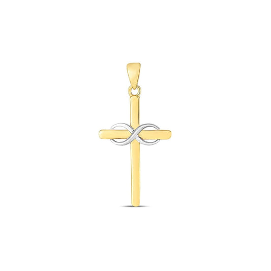 14k Two Tone Gold High Polish Diamond Cut Cross Pendant | Richard Cannon Jewelry