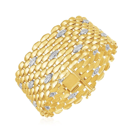 14k Two Tone Gold High Polish Diamond Panther Statement Bracelet | Richard Cannon Jewelry