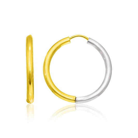 14k Two-Tone Gold Hoop Earrings in a Hinged Style | Richard Cannon Jewelry