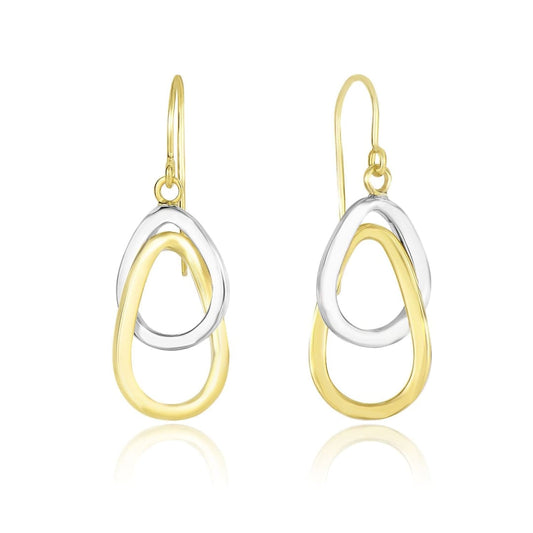 14k Two-Tone Gold Interlaced Open Teardrop Drop Earrings | Richard Cannon Jewelry