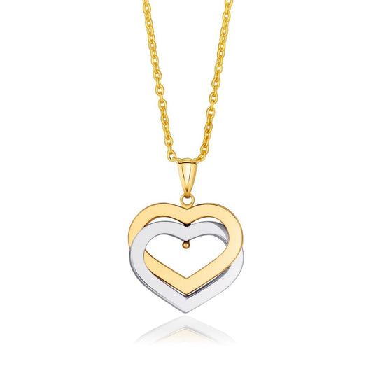 14k Two-Tone Gold Intertwined Hearts Pendant | Richard Cannon Jewelry