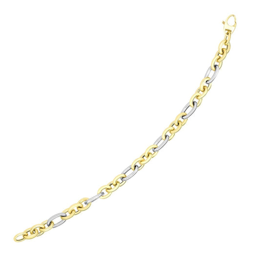 14k Two-Tone Gold Long and Short Style Oval Link Bracelet | Richard Cannon Jewelry
