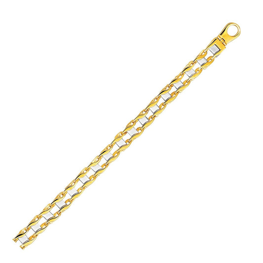 14k Two-Tone Gold Men’s Bracelet with S Style Bar Links | Richard Cannon Jewelry