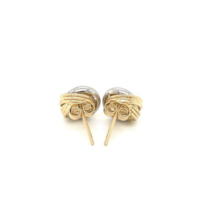 14k Two-Tone Gold Multi-Textured Open Circle Style Entwined Earrings | Richard Cannon