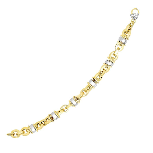 14k Two-Tone Gold Oval Bracelet with Barrel Bead Connectors | Richard Cannon Jewelry