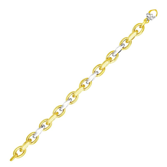 14k Two-Tone Gold Oval and Graduated Link Bracelet | Richard Cannon Jewelry