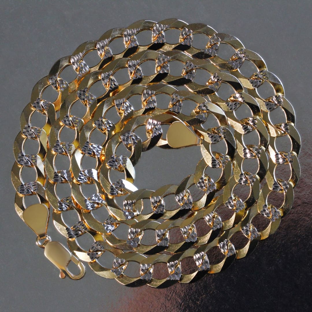 14k Two Tone Gold Pave Curb Chain (11.23 mm) | Richard Cannon Jewelry