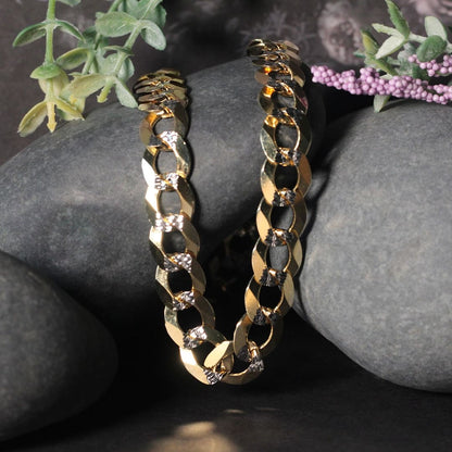 14k Two Tone Gold Pave Curb Chain (11.23 mm) | Richard Cannon Jewelry