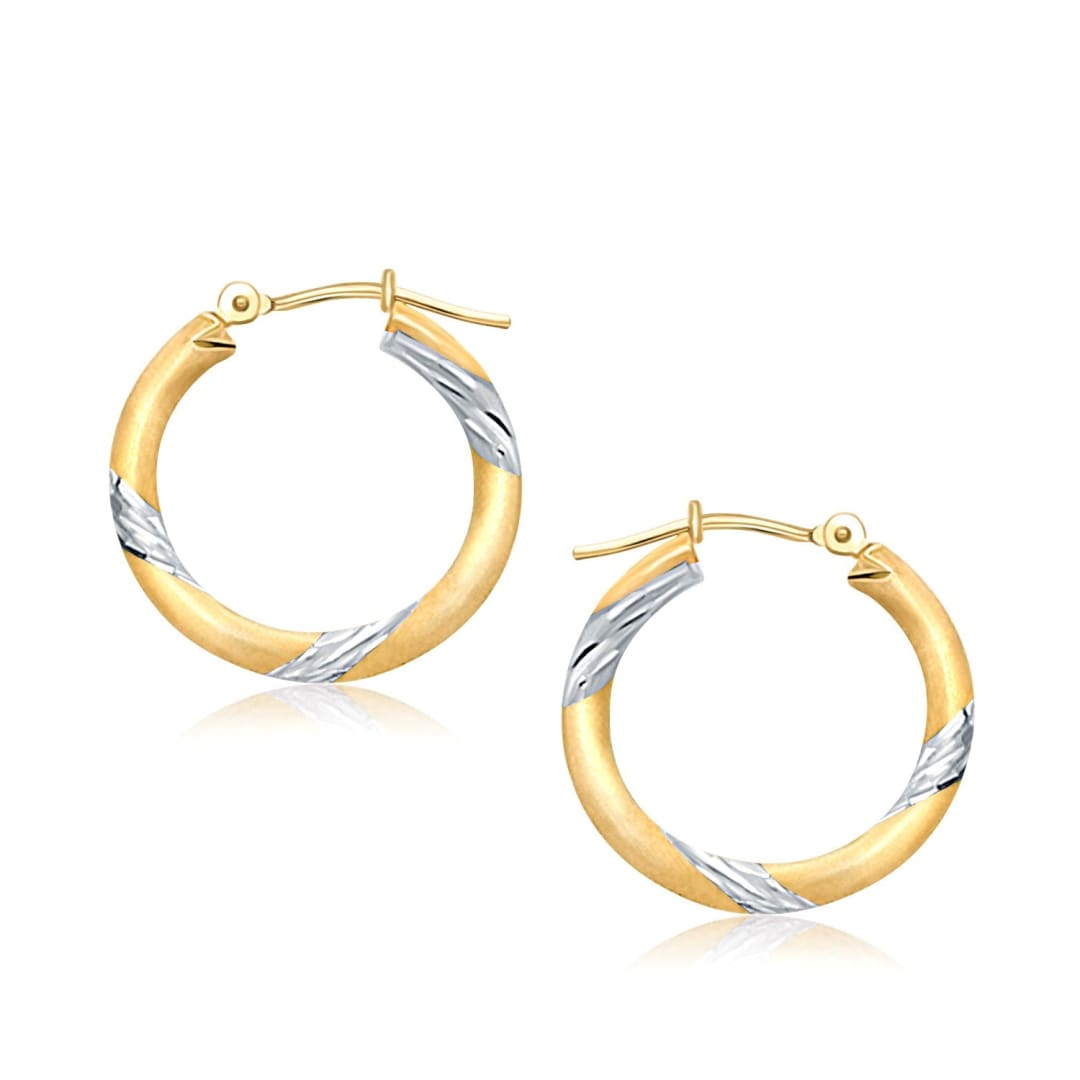 14k Two Tone Gold Polished Hoop Earrings (20 mm) | Richard Cannon Jewelry
