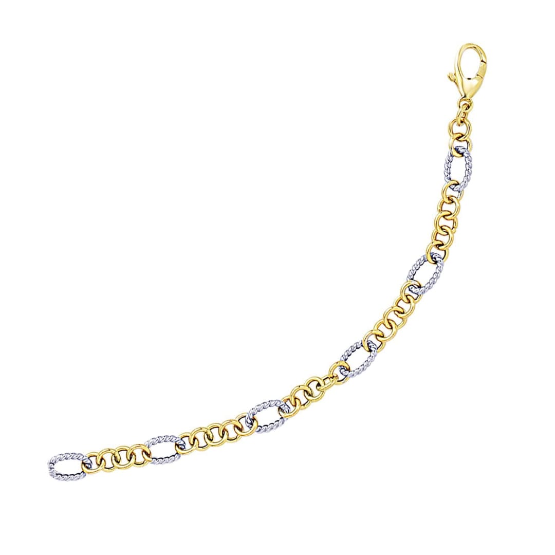 14k Two-Tone Gold Rope Motif Oval and Round Link Chain – The Urban ...