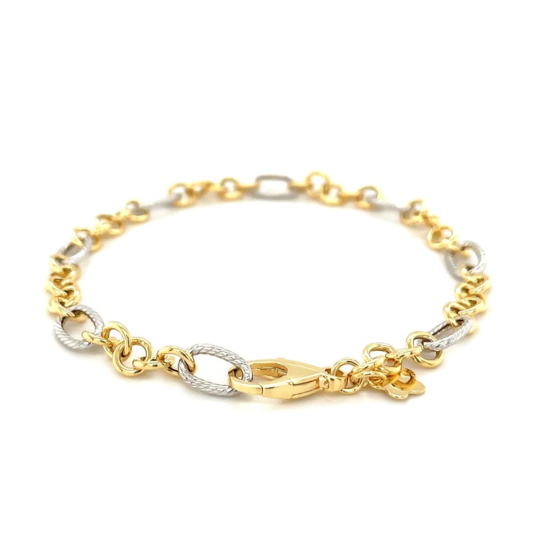 14k Two-Tone Gold Rope Motif Oval and Round Link Chain – The Urban ...