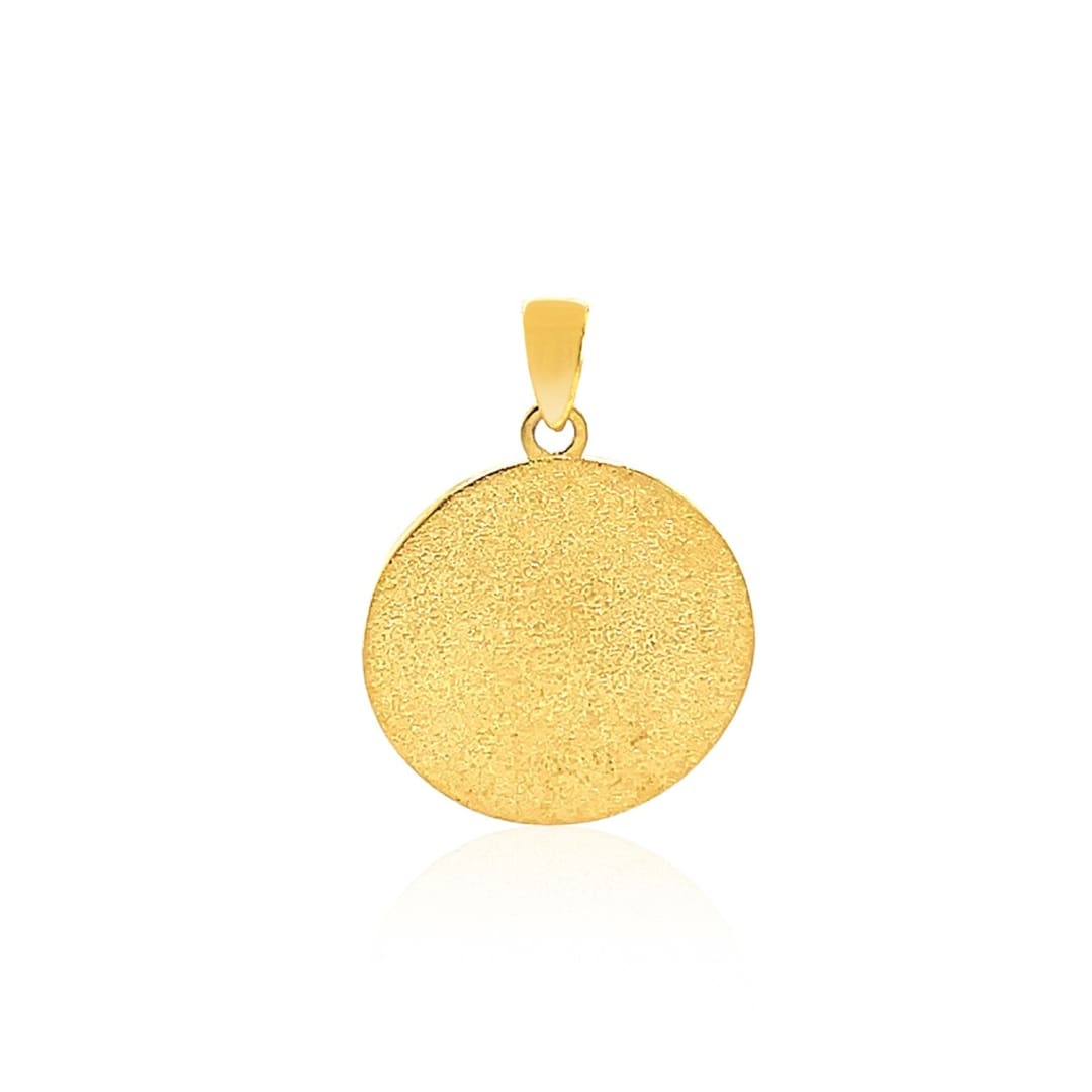 14k Two Tone Gold Round Textured Religious Medal Pendant | Richard Cannon Jewelry