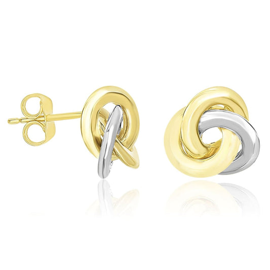 14k Two-Tone Gold Shiny Intertwined Open Circle Earrings | Richard Cannon Jewelry
