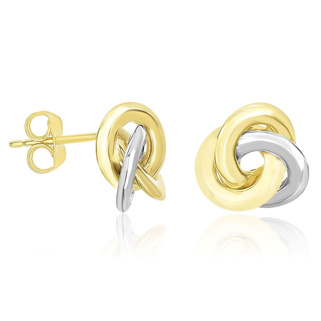 14k Two-Tone Gold Shiny Intertwined Open Circle Earrings | Richard Cannon Jewelry