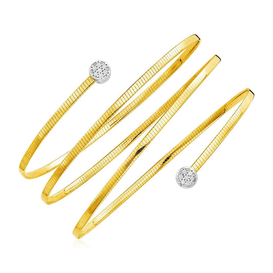 14k Two Tone Gold Spiral WrapAround Bangle Bracelet with Diamonds (2.00 mm) | Richard