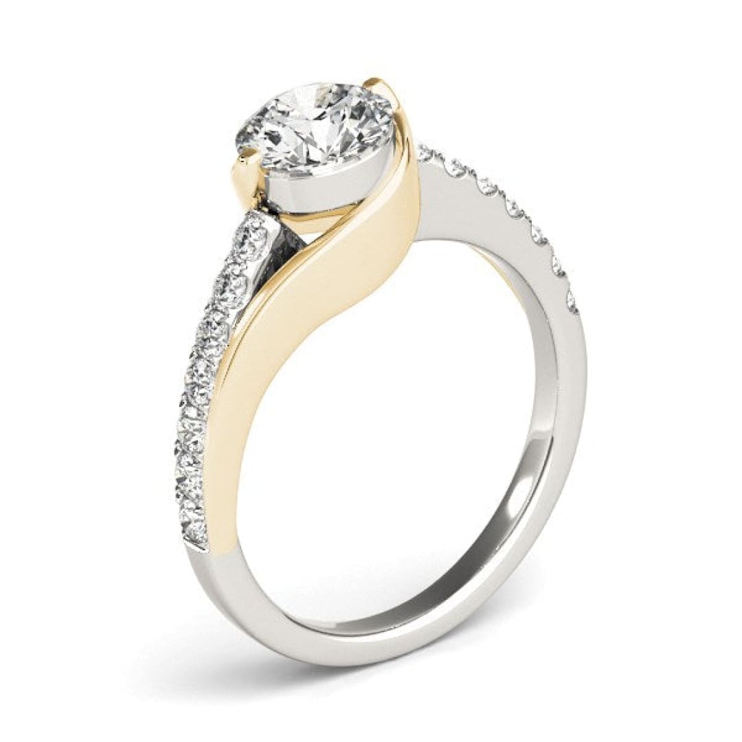 14k Two Tone Gold Split Shank Style Diamond Engagement Ring (1 1/4 cttw) | Richard Cannon
