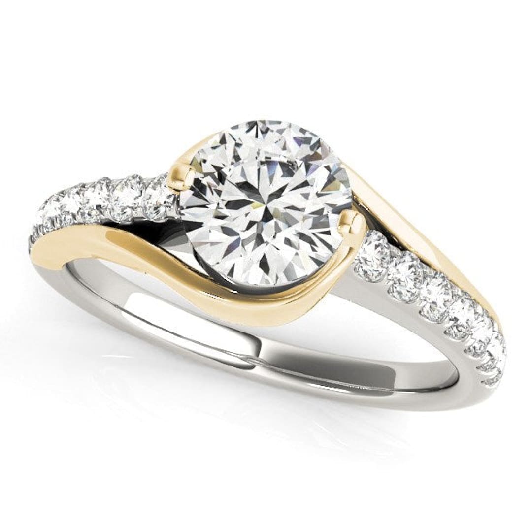 14k Two Tone Gold Split Shank Style Diamond Engagement Ring (1 1/4 cttw) | Richard Cannon