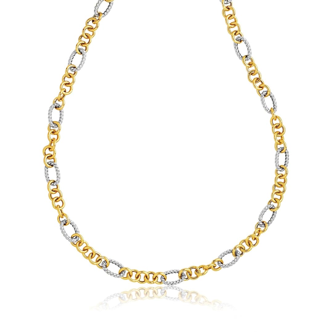 14k Two-Tone Round and Cable Style Link Necklace | Richard Cannon Jewelry
