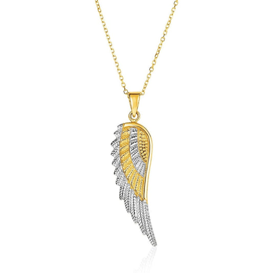 14k Two-Tone Yellow and White Gold Angel Wing Pendant | Richard Cannon Jewelry