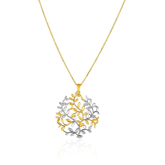 14k Two-Tone Yellow and White Gold Tree of Life Pendant | Richard Cannon Jewelry