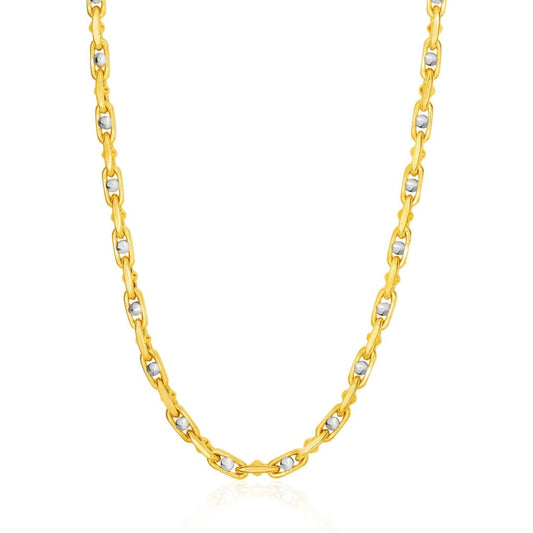 14k Two-Toned Yellow and White Gold Link Men’s Necklace with Beads | Richard Cannon