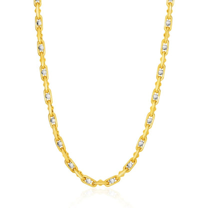 14k Two-Toned Yellow and White Gold Link Men’s Necklace with Beads | Richard Cannon