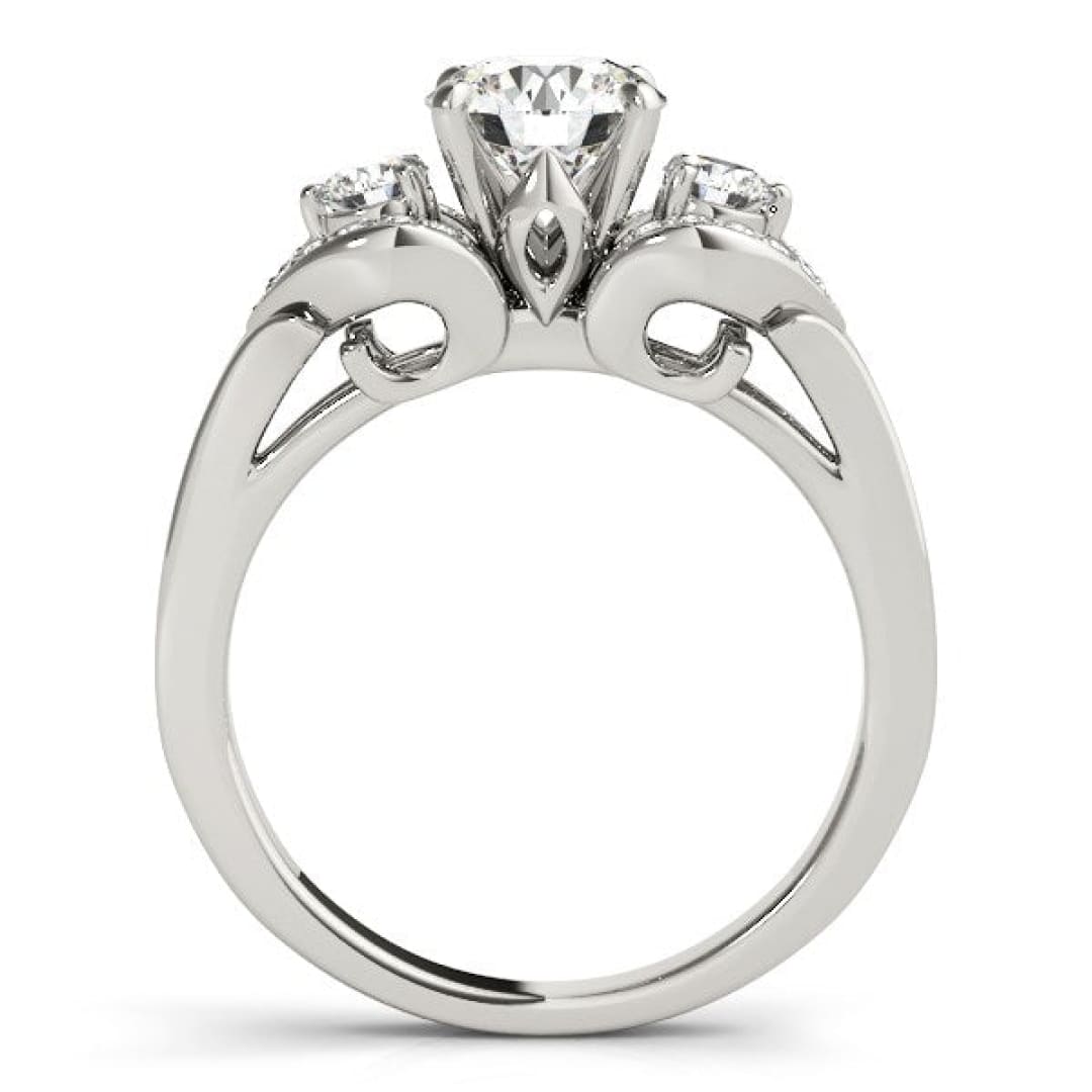 14k White Gold 3 Stone Diamond Engagement Antique Style Ring (1 3/8 cttw) | Richard