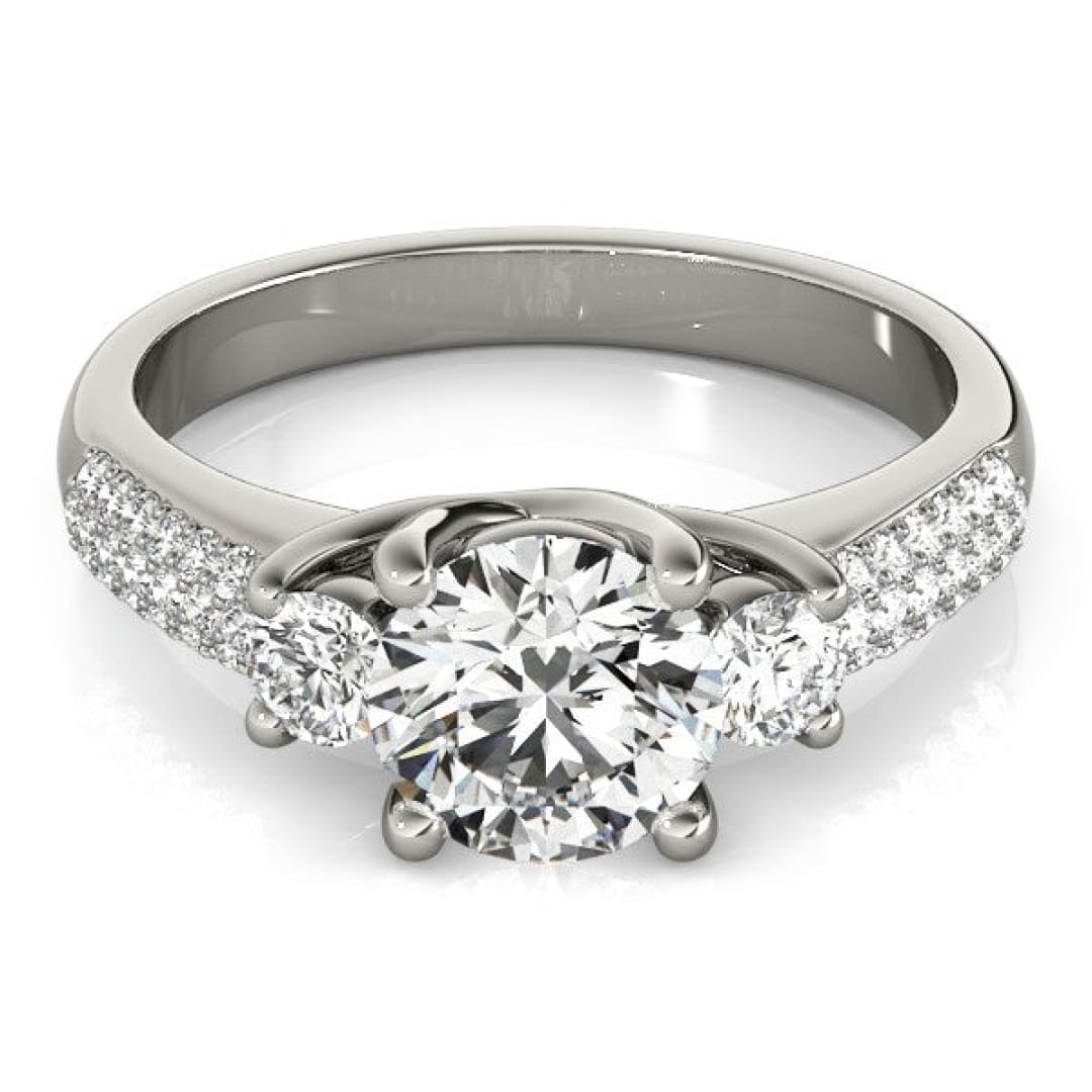 14k White Gold 3 Stone Pave Set Band Diamond Engagement Ring (1 7/8 cttw) | Richard