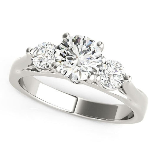 14k White Gold 3 Stone Prong Setting Diamond Engagement Ring (1 3/8 cttw) | Richard