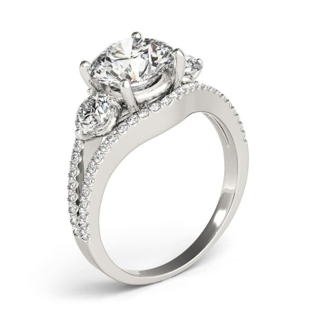 14k White Gold 3 Stone Split Pave Shank Diamond Engagement Ring (2 3/4 cttw) | Richard