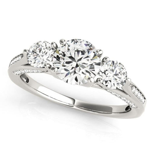 14k White Gold 3 Stone Style Round Diamond Engagement Ring (1 3/4 cttw) | Richard Cannon