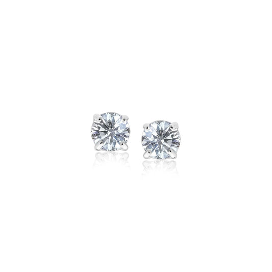 14k White Gold 3mm Faceted White Cubic Zirconia Stud Earrings | Richard Cannon Jewelry