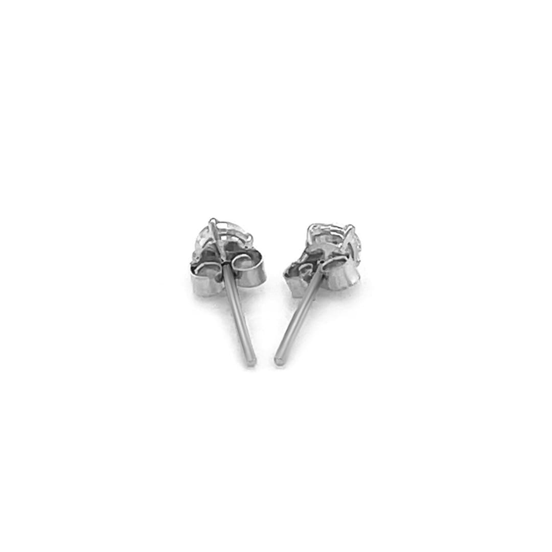 14k White Gold 3mm Faceted White Cubic Zirconia Stud Earrings | Richard Cannon Jewelry