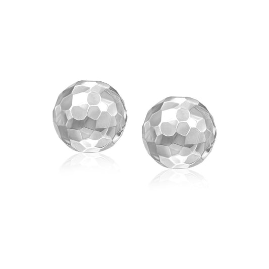 14k White Gold 7mm Round Faceted Style Stud Earrings | Richard Cannon Jewelry
