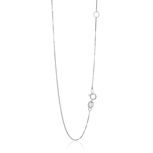 14k White Gold Adjustable Box Chain 0.6mm | Richard Cannon Jewelry