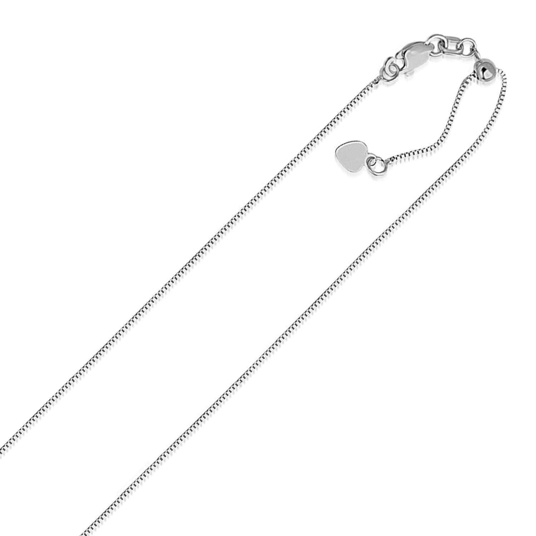 14k White Gold Adjustable Box Chain 0.7mm | Richard Cannon Jewelry