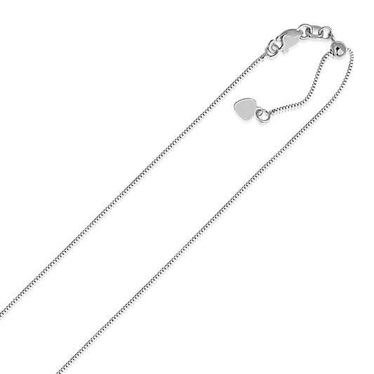 14k White Gold Adjustable Box Chain 0.7mm | Richard Cannon Jewelry