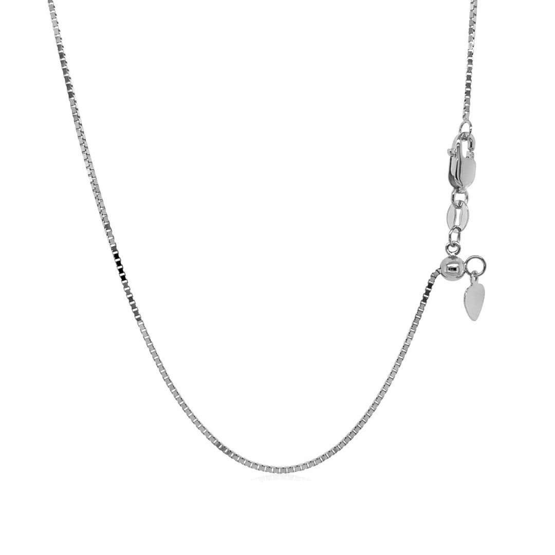 14k White Gold Adjustable Box Chain 0.85mm | Richard Cannon Jewelry