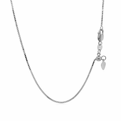 14k White Gold Adjustable Box Chain 0.85mm | Richard Cannon Jewelry